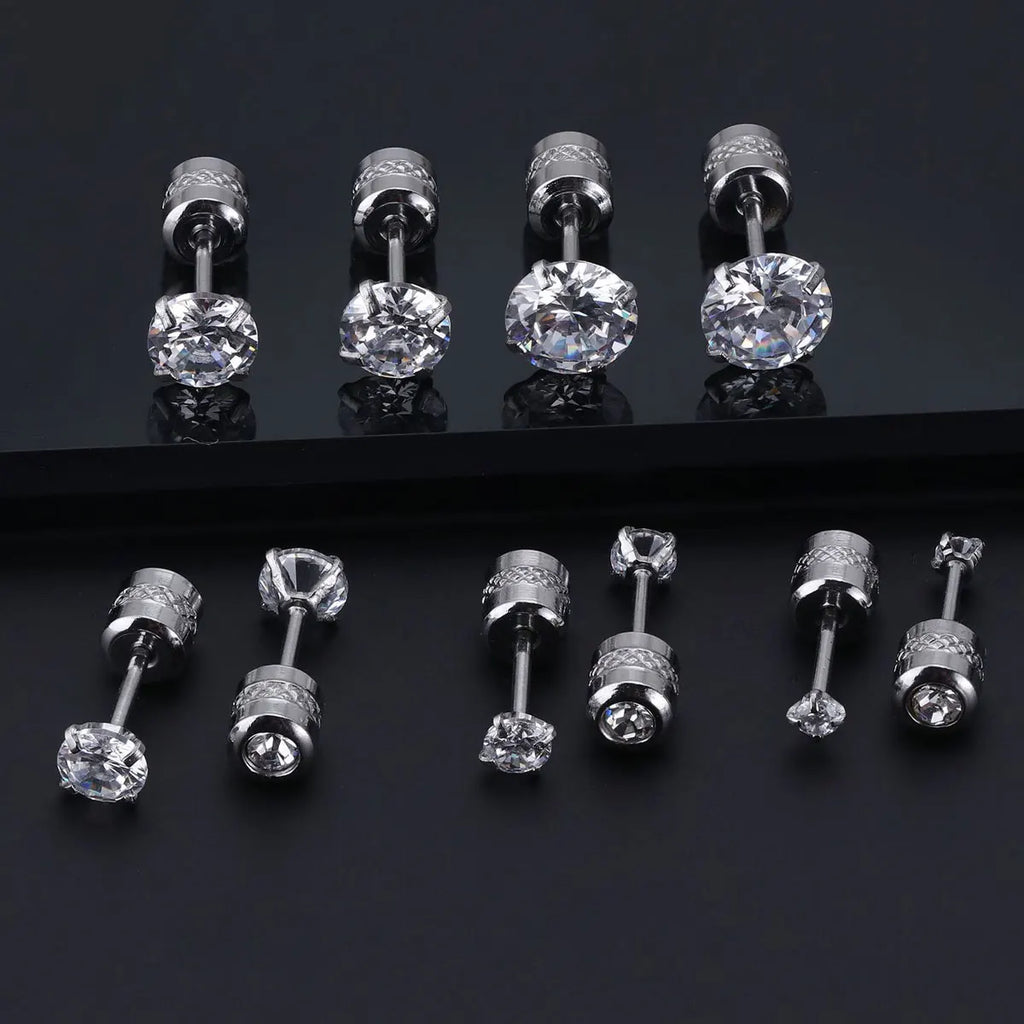 2PC Stainless Steel Mini Crystal CZ Screw Stud Earrings Ear Bone Nail Cartilage Helix Lobe Earring Ear Piercing Body
