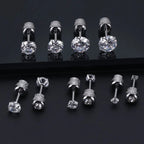 2PC Stainless Steel Mini Crystal CZ Screw Stud Earrings Ear Bone Nail Cartilage Helix Lobe Earring Ear Piercing Body