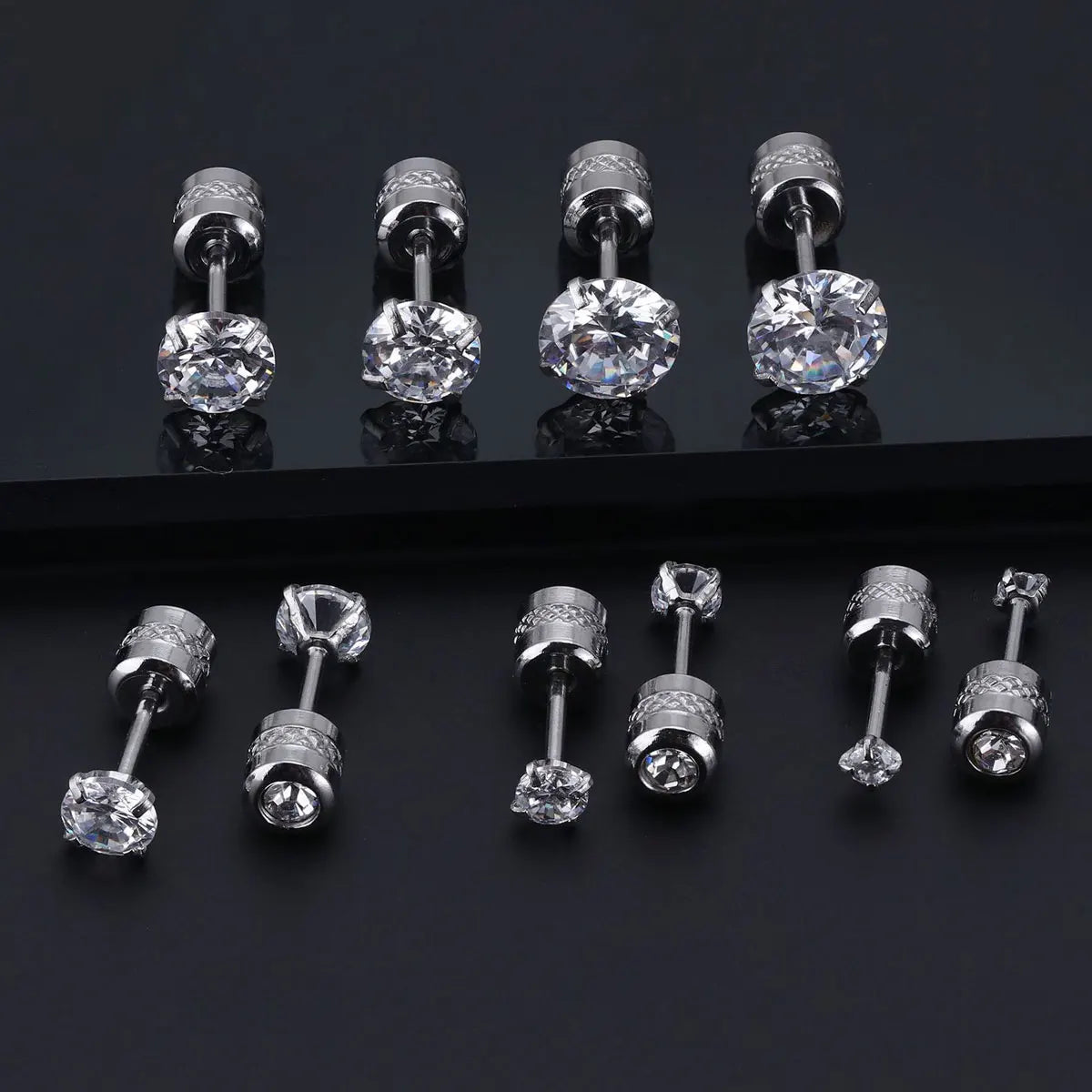 2PC Stainless Steel Mini Crystal CZ Screw Stud Earrings Ear Bone Nail Cartilage Helix Lobe Earring Ear Piercing Body