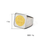 St. Benedict Exorcism Ring for Men — Geometric Square Band