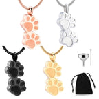 Double Paw Memorial Urn Necklace — Stainless Steel