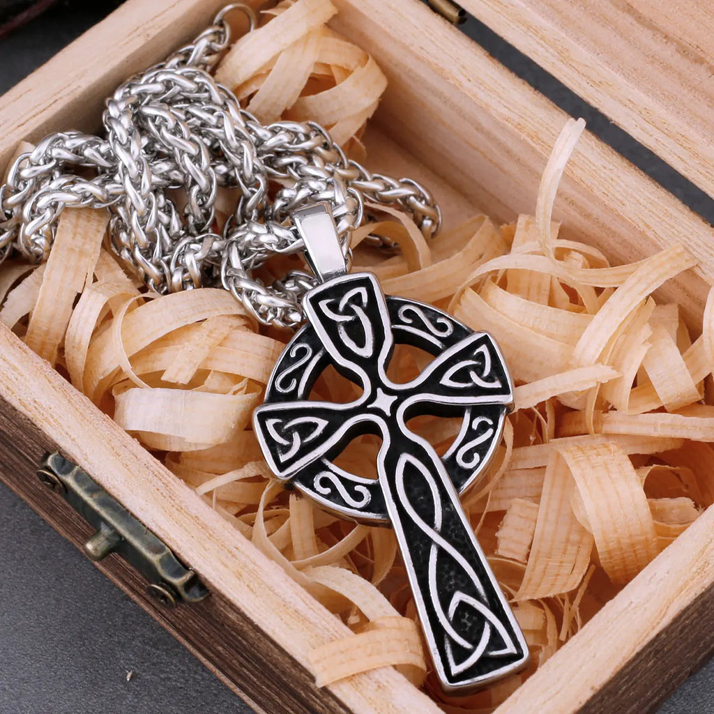 Vintage Cross Pendant Necklace — Stainless Steel