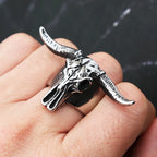 Men Gothic 316L Stainless Steel Bull Skull Ring Punk Rock Biker Bull Head Animal Ring Cool Fashion Jewelry Gift Drop