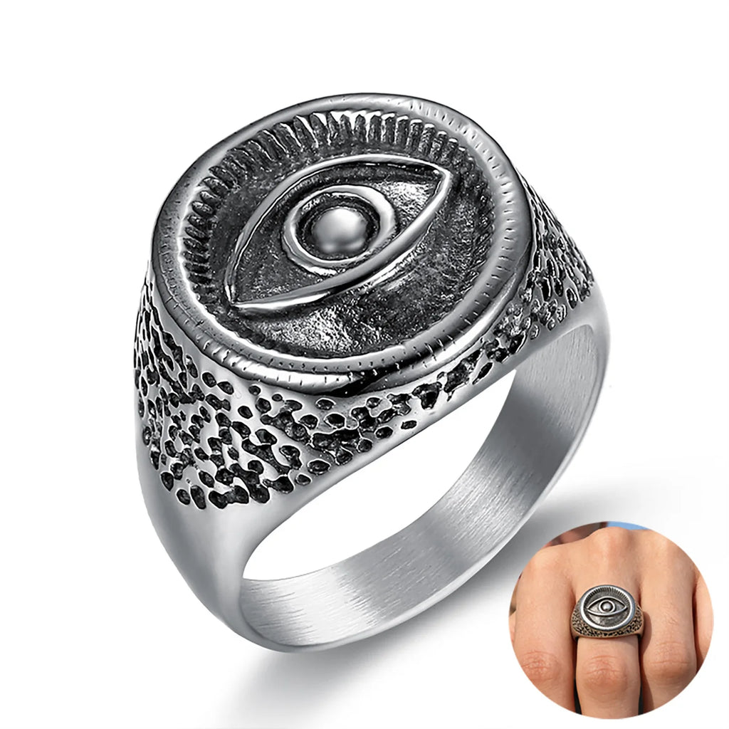 Egyptian Eye of Horus Signet Ring — Stainless Steel