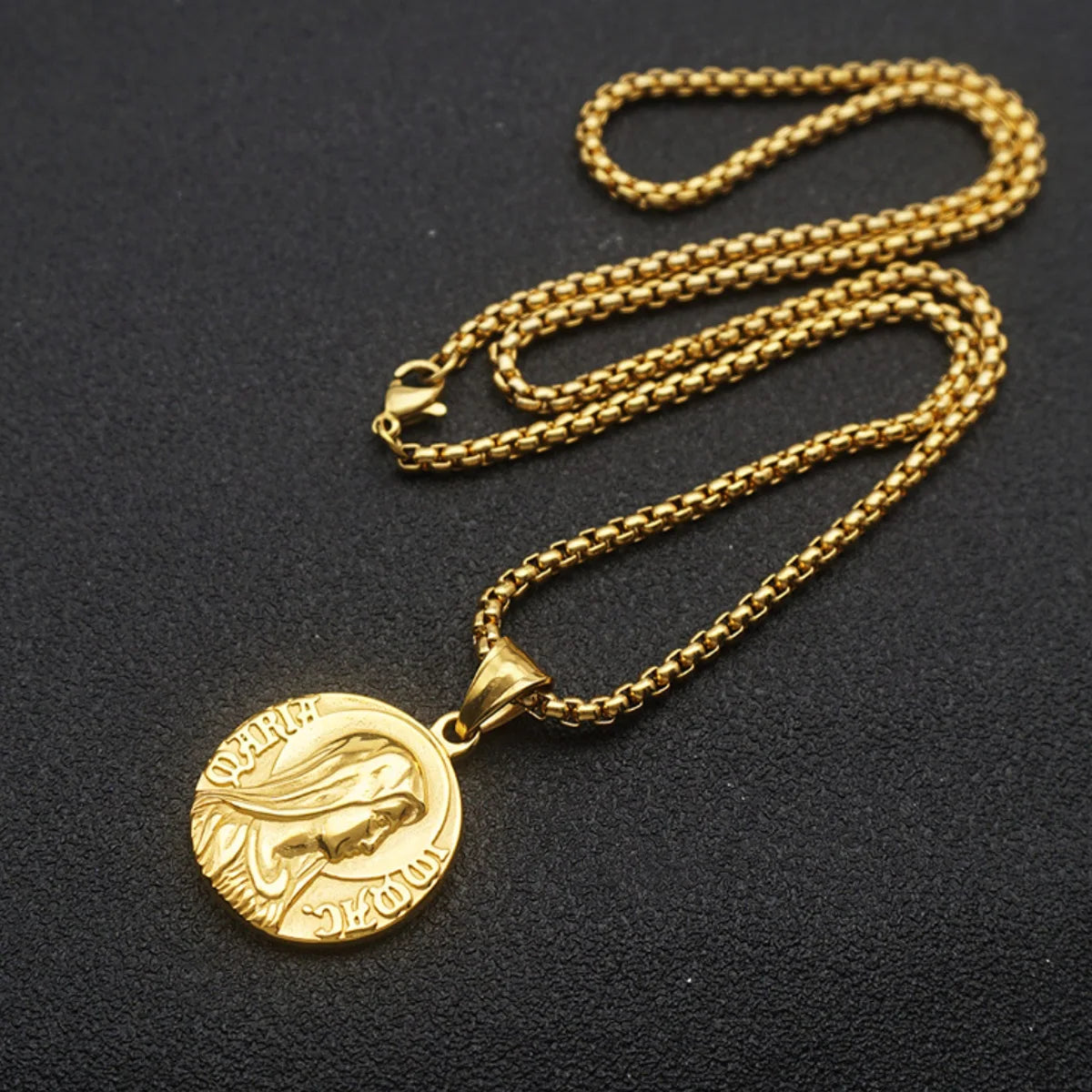 Virgin Mary Pendant Necklace — Stainless Steel