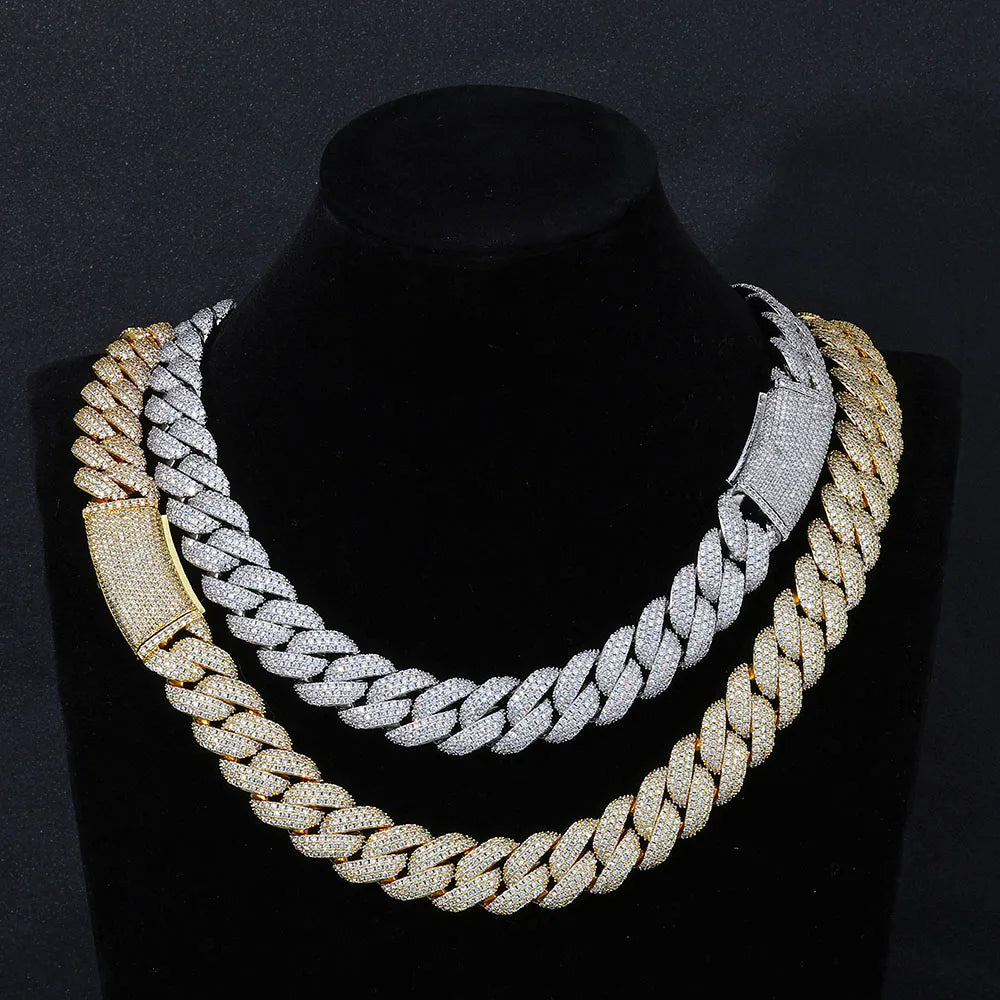 Iced Out Cuban Chain Necklace Stainless Steel 18MM