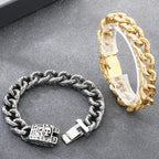 Punk Skeleton Jewelry Vintage Cuban Link Chain Bracelet for Man With Skull Head Clasp 316L Stainless Steel Bracelets