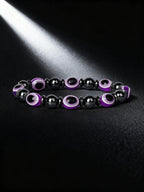 Hematite Stone Bracelet Handmade Woven with Gold color Spacers Cylinder Beads Leather for Energy Protection Reiki Charm Jewelry