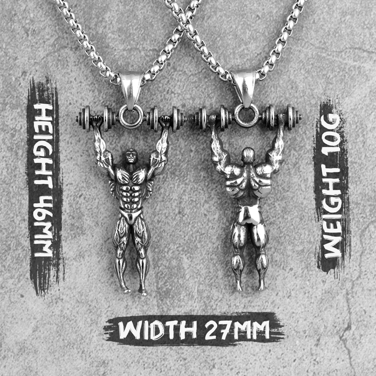 Dumbbell Fitness Pendant Necklace — Stainless Steel
