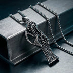 Silvery Stainless Steel Santa Muerte Grim Reaper Scales Pendant Necklace Gothic Mexican Dark Religious Jewelry Gift For Men Wome
