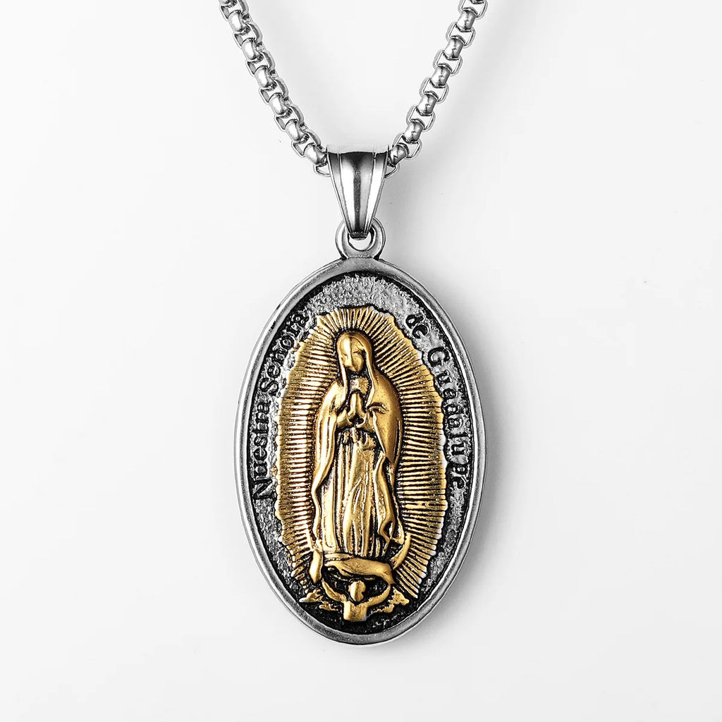 Guadalupe Pendant Necklace Stainless Steel Vintage