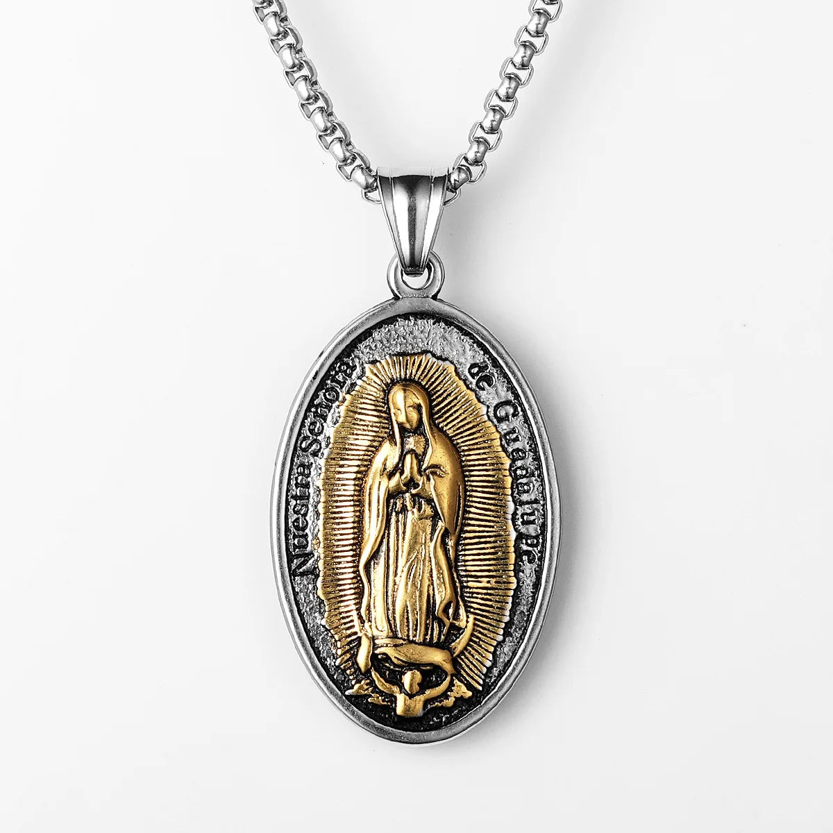 Guadalupe Pendant Necklace Stainless Steel Vintage