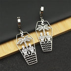Skull Steel Earrings Dark Punk Coffin Hand Hoop