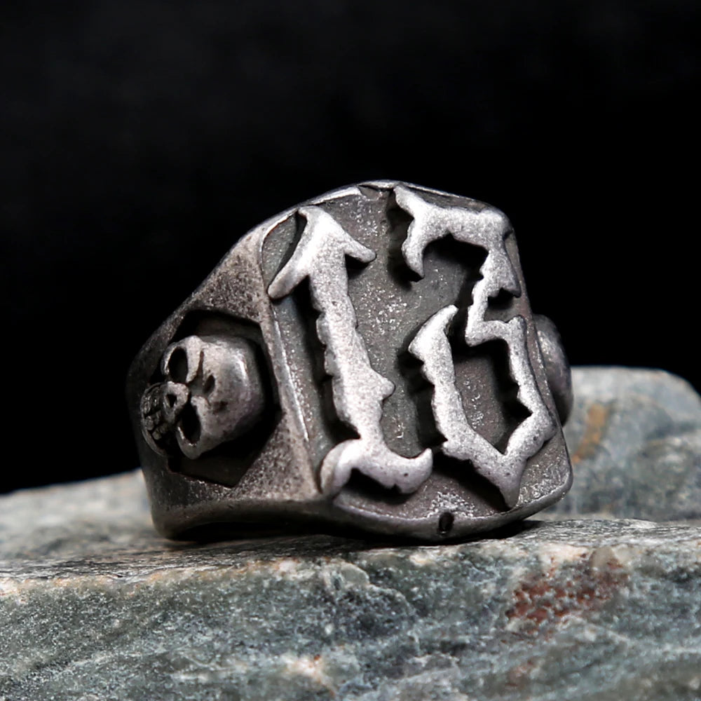 Skull Number Ring — 316L Stainless Steel