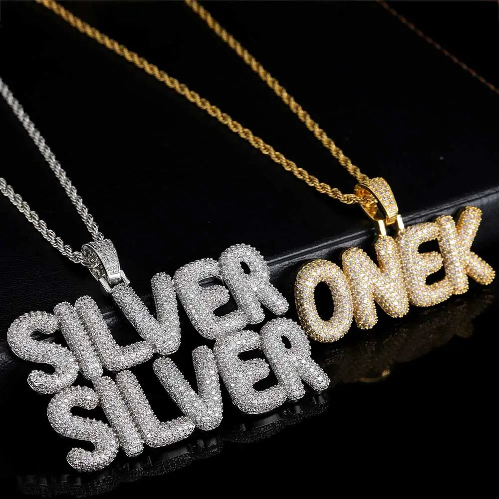 Iced Out Letter Pendant Necklace Name