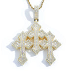 High Quality 3Inch Mens Hip Hop Cross Pendant New Release Iced out Triple Cross with Stone Charm Necklace Made Brass