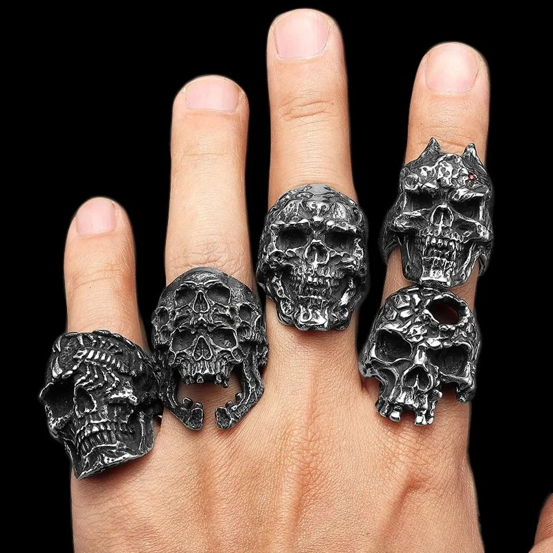 Multi Style Gothic Skull Rings Stainless Steel Fashion Personality Hip-hop Men Ring Biker Party Charm Jewelry Gift