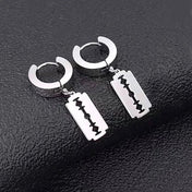 Stainless Steel Gold Razor Blade Drop Earrings Small Hoop Dangle Ear Jewelry Rock Roll Men Women Fashion Gift