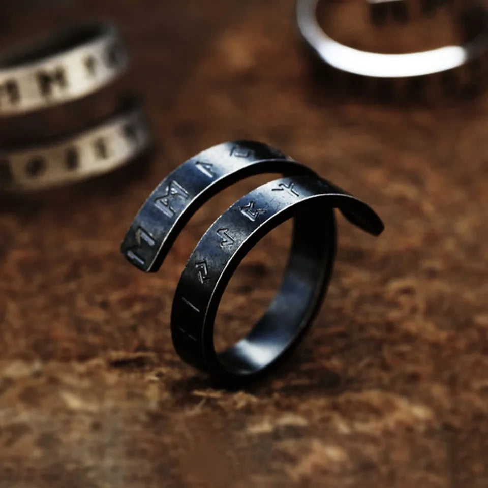 Simple Creative Design Viking Rune Ring For Men Women Stainless Steel Punk Biker Opening Rings Fashion Vintage Jewelry
