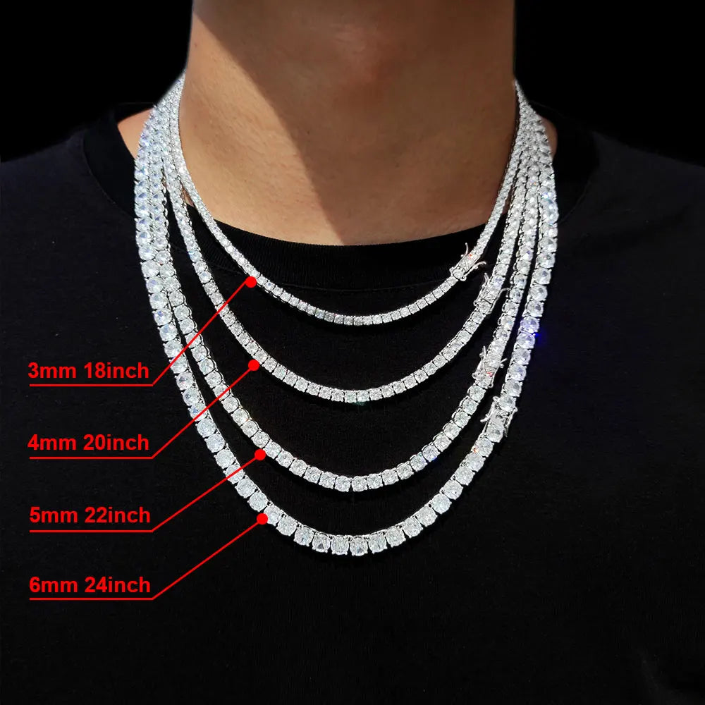 Tennis Chain Necklace for Men Women Iced Out Bling Necklace Prong-Setting 5A Cubic Zirconia Stones Fashion Jewelry