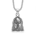 Gothic Lion Head Bell Pendant — Stainless Steel