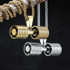 Go Fit Dumbbell Pendant Necklace — Stainless Steel