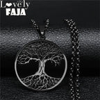 Tree of Life Black Chain Necklace — Stainless Steel