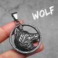 Wolf Head Carving Pendant Necklace Stainless Steel