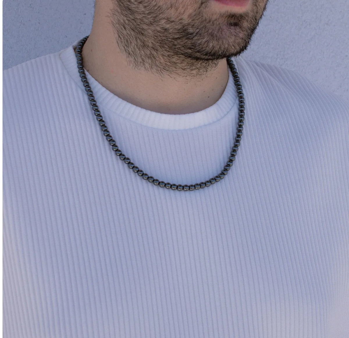 Heishi Turquoise Hematite Onyx Stone Necklace — Zinc Alloy