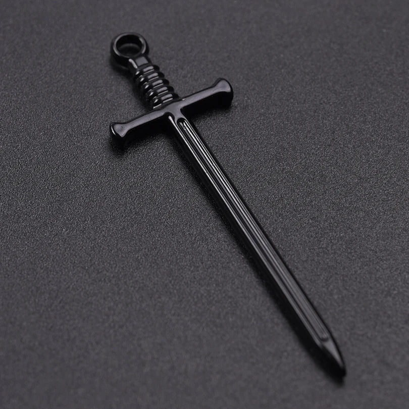 7pc Religious Belief Cross Treasure Sword Gold/Silver Color Pendant High Quality Stainless Steel Wing Amulet Diy Necklace Making