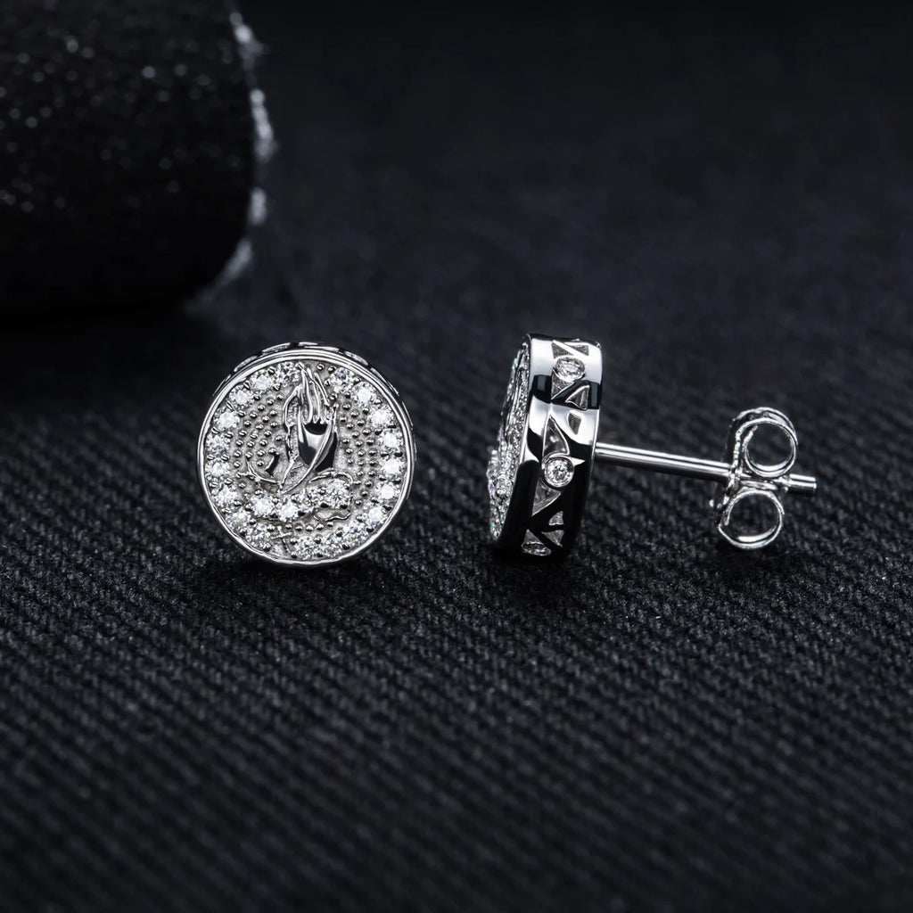 Iced Out Prayer Hand Earrings — 925 Silver