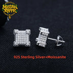 Iced Out Square Stud Earrings — 925 Silver