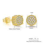 Iced Out Round Stud Earrings — Gold