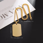 Hip Hop Military Style Stainless Steel Dog Tag Pendant Necklace for Men Women Gold Plated Personalized Id Card Name