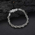 6mm Stainless Steel Rope Chain Necklace With Iced Out CZ Clasp Hip Hop Link For Women/Men
