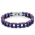 10MM Wide Men's Motorcycle Chain Bracelet Blue Stainless Steel Bicycle Link Design Man Bracelets for Men HipHop
