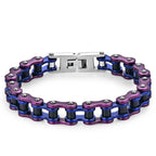 10MM Wide Men's Motorcycle Chain Bracelet Blue Stainless Steel Bicycle Link Design Man Bracelets for Men HipHop
