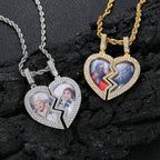 Iced Out Heart Photo Pendant Necklace
