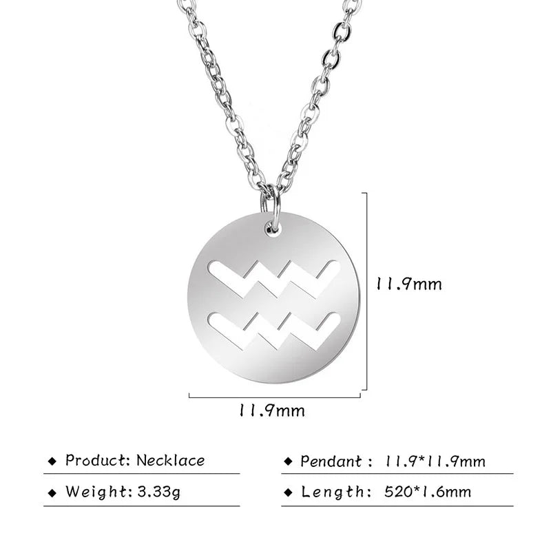 Kkjoy Stainless Steel Star Zodiac Sign Necklaces 12 Constellation Choker Pendants Necklace Aries Libra Leo Collier Birthday Gift