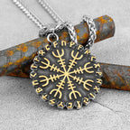 316L Stainless Steel Viking Odin's Symbol of Norse Runic Pendant Necklace Viking Rune Vegvisir Compass Amulet Pendants