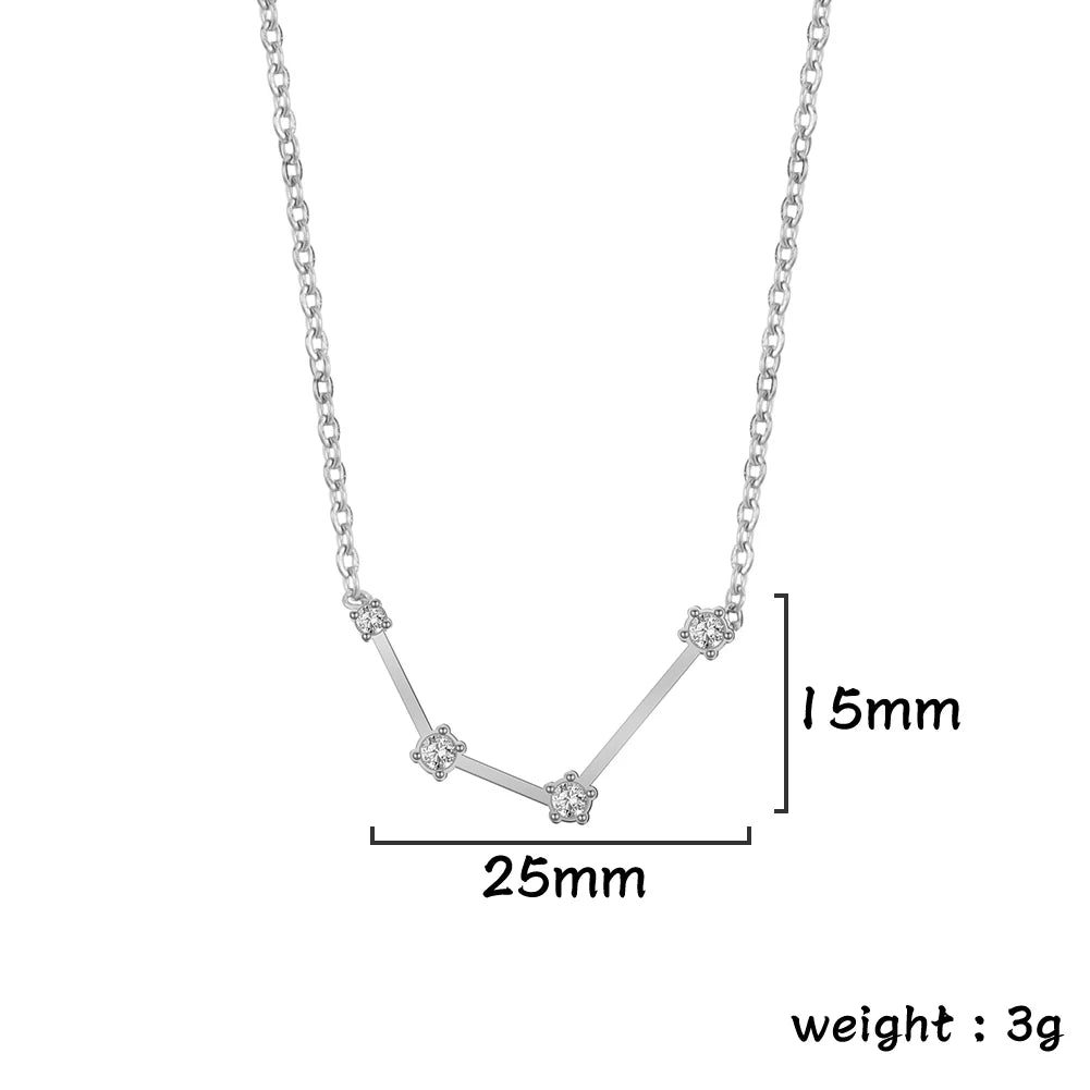 Unift Clear Zircon Zodiac Constellation Women Necklaces Star Sign Pisces Aries Taurus Pendant Fashion Horoscope Amulet Jewelry