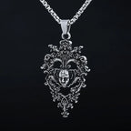 316L Stainless Steel Vintage Skull Face With Pattern Pendant Necklace For Man Women Choker Lucky Chain