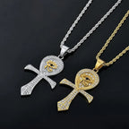 Iced Out Ankh Eye of Horus Pendant Necklace