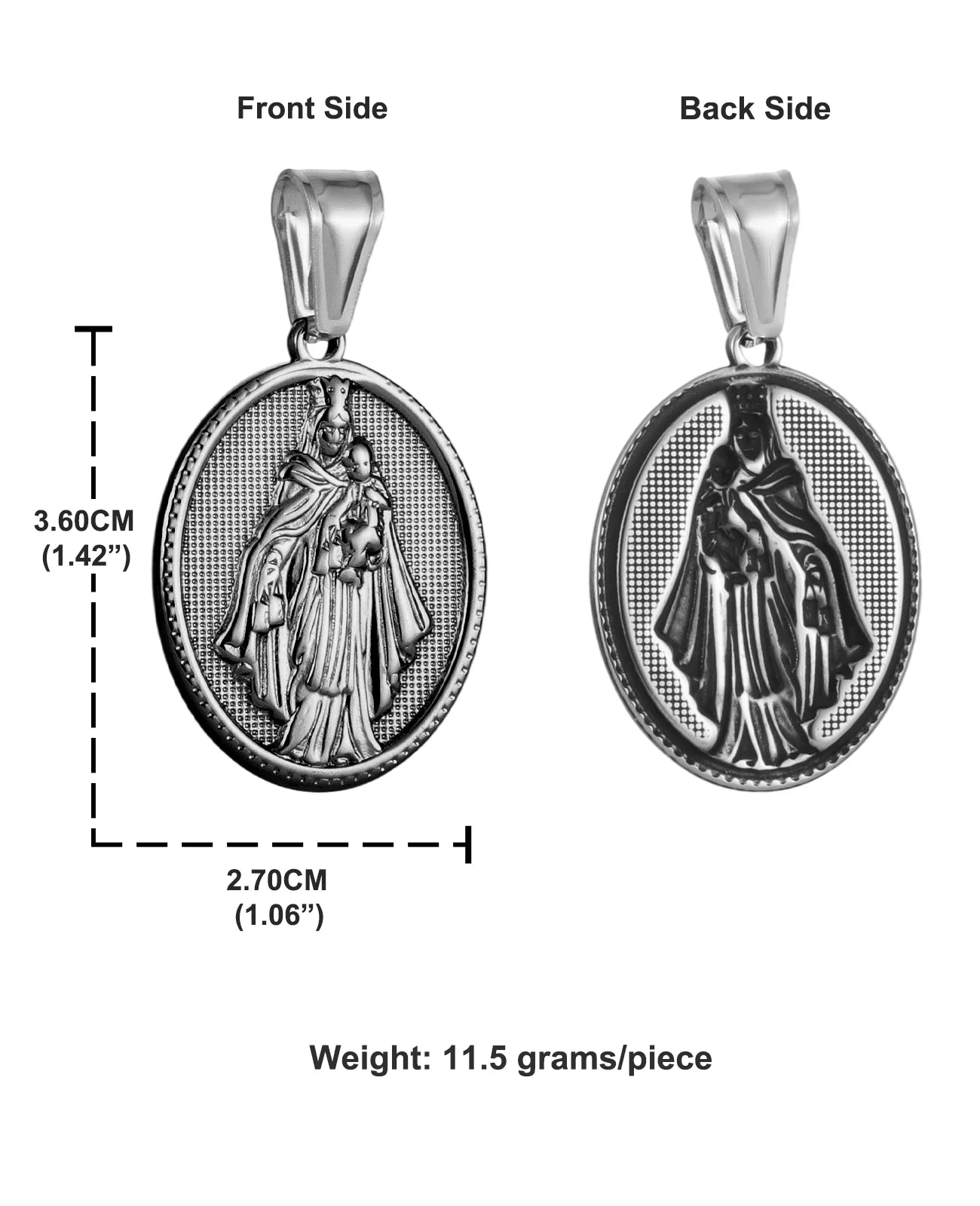 Virgin Mary Stainless Steel Pendant Necklace