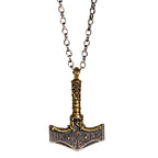 Viking Hammer Rune Pendant Necklace — Silver