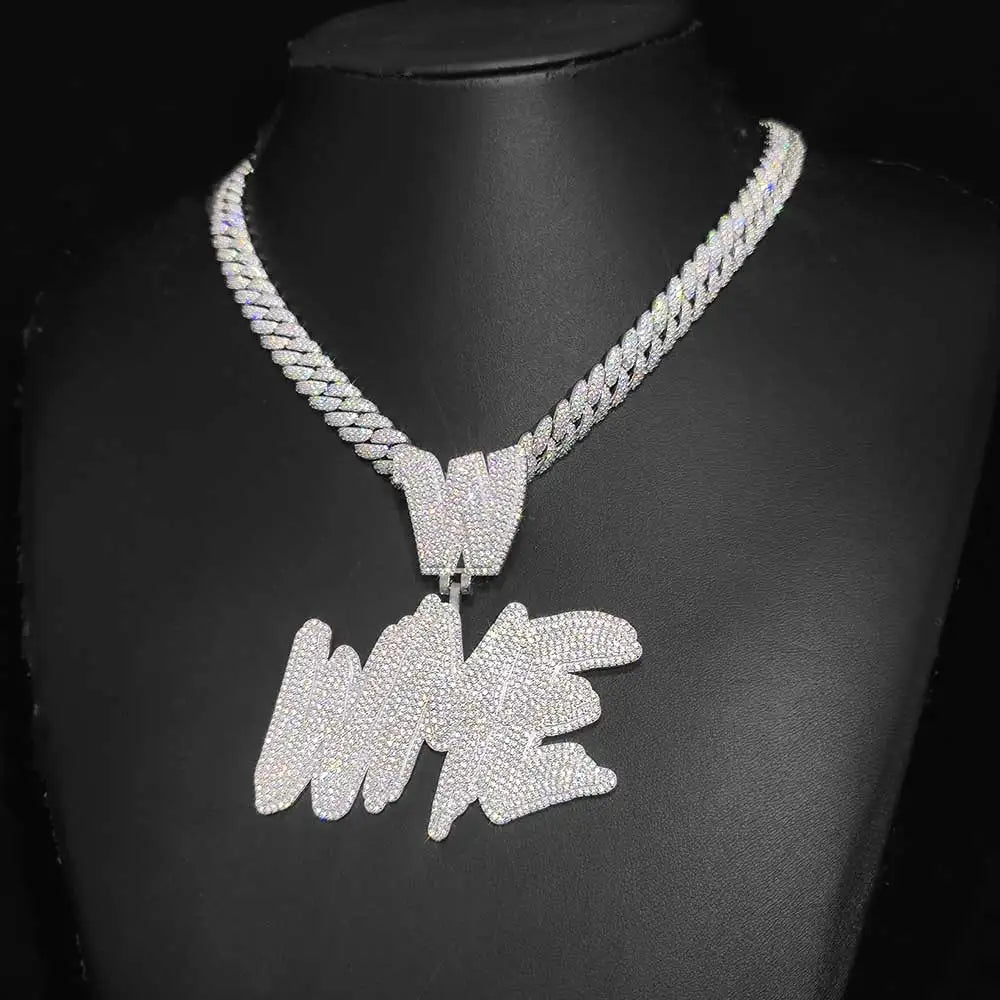 925 Silver VVS Moissanite Letter Pendant