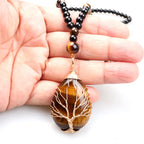 Natural Tiger's Eye Stone Tree of Life Necklace for Women And Men Jewelry Gift