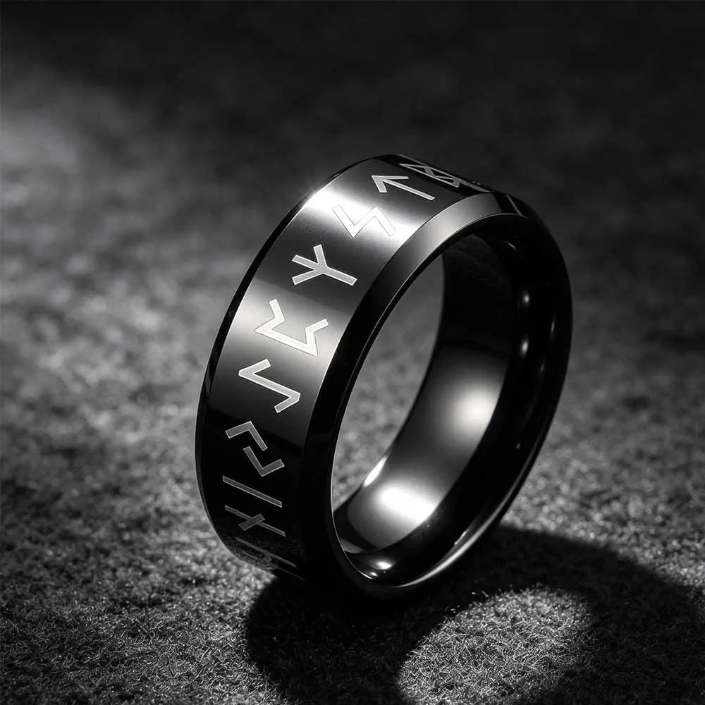 Nordic Viking Rune Odin Ring — Stainless Steel