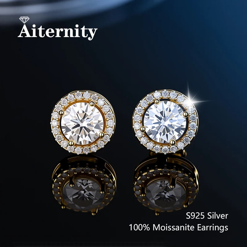 HOT Moissanite S925 Sterling Silver Stud Earrings For Women And Men With 2 Certificates Pass Diamond Test Pen Fine Jewelry