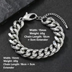 Cuban Steel Bracelet 316L 13mm/15mm Punk